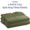 imageSplit King Fitted Bed Sheet  Bottom Single Fitted Sheet Only  UltraSoft Hotel Luxury Bedding w 816 Inch Deep Pockets  Breathable amp Wrinkle Free  EasyCare Fade amp Shrink Resistant  Sage Green