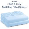 imageSplit King Fitted Bed Sheet  Bottom Single Fitted Sheet Only  UltraSoft Hotel Luxury Bedding w 816 Inch Deep Pockets  Breathable amp Wrinkle Free  EasyCare Fade amp Shrink Resistant  Light Blue