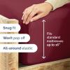 imageSplit King Fitted Bed Sheet  Bottom Single Fitted Sheet Only  UltraSoft Hotel Luxury Bedding w 816 Inch Deep Pockets  Breathable amp Wrinkle Free  EasyCare Fade amp Shrink Resistant  Burgundy