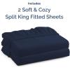 imageSplit King Fitted Bed Sheet  Bottom Single Fitted Sheet Only  UltraSoft Hotel Luxury Bedding w 816 Inch Deep Pockets  Breathable amp Wrinkle Free  EasyCare Fade amp Shrink Resistant  Navy Blue