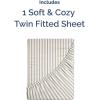 imageTwin Fitted Bed Sheet  Bottom Single Fitted Sheet Only  UltraSoft Hotel Luxury Bedding w 816 Inch Deep Pockets  Breathable amp Wrinkle Free  EasyCare Fade amp Shrink Resistant  Beige Stripes 2