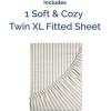 imageTwin XL Fitted Bed Sheet  Bottom Single Fitted Sheet Only  Soft Hotel Luxury Bedding w 816 Inch Deep Pockets  Breathable amp Wrinkle Free  EasyCare Fade and Shrink Resistant  Beige Stripes 2