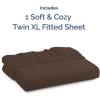 imageTwin XL Fitted Bed Sheet  Bottom Single Fitted Sheet Only  UltraSoft Hotel Luxury Bedding w 816 Inch Deep Pockets  Breathable Cooling amp Wrinkle Free  EasyFit Fade amp Shrink Resistant  Brown