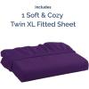 imageTwin XL Fitted Bed Sheet  Bottom Single Fitted Sheet Only  UltraSoft Hotel Luxury Bedding w 816 Inch Deep Pockets  Breathable Cooling amp Wrinkle Free  EasyFit Fade amp Shrink Resistant  Purple