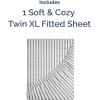 imageTwin XL Fitted Bed Sheet  Bottom Single Fitted Sheet Only  UltraSoft Hotel Luxury Bedding w 816 Inch Deep Pockets  Breathable amp Wrinkle Free  EasyCare Fade amp Shrink Resistant  Grey Stripes 2