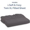 imageTwin XL Fitted Bed Sheet  Bottom Single Fitted Sheet Only  UltraSoft Hotel Luxury Bedding w 816 Inch Deep Pockets  Breathable amp Wrinkle Free  EasyCare Fade and Shrink Resistant  Dark Grey