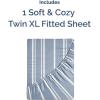 imageTwin XL Fitted Bed Sheet  Bottom Single Fitted Sheet Only  UltraSoft Hotel Luxury Bedding w 816 Inch Deep Pockets  Breathable amp Wrinkle Free  EasyCare Fade amp Shrink Resistant  Blue Stripes 3