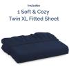 imageTwin XL Fitted Bed Sheet  Bottom Single Fitted Sheet Only  UltraSoft Hotel Luxury Bedding w 816 Inch Deep Pockets  Breathable amp Wrinkle Free  EasyCare Fade and Shrink Resistant  Navy Blue