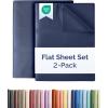 imageTwin XL Size Flat Sheet  Hotel Quality Top Flat Bed Sheet Only  UltraSoft Breathable amp Cooling  Fade amp Wrinkle Free  EasyCare Stain amp Shrink Resistant Bedding  EasyFit and OekoTex  Cream18  Navy Blue
