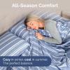 imageTwin XL Size Flat Sheet  Hotel Quality Top Flat Bed Sheet Only  UltraSoft Breathable amp Cooling  Fade amp Wrinkle Free  EasyCare Stain amp Shrink Resistant Bedding  EasyFit and OekoTex  Cream42  Blue Stripes 3