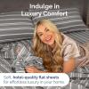 imageTwin XL Size Flat Sheet  Hotel Quality Top Flat Bed Sheet Only  UltraSoft Breathable amp Cooling  Fade amp Wrinkle Free  EasyCare Stain amp Shrink Resistant Bedding  EasyFit and OekoTex  Cream41  Grey Stripes 3