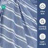 imageTwin XL Size Flat Sheet  Hotel Quality Top Flat Bed Sheet Only  UltraSoft Breathable amp Cooling  Fade amp Wrinkle Free  EasyCare Stain amp Shrink Resistant Bedding  EasyFit and OekoTex  Cream42  Blue Stripes 3