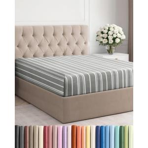 imageCal King Fitted Bed Sheet  Bottom Single Fitted Sheet Only  Soft Hotel Luxury Bedding w 816 Inch Deep Pockets  Breathable amp Wrinkle Free  EasyCare Fade and Shrink Resistant  Grey Stripes 3