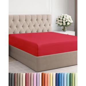 imageCal King Fitted Bed Sheet  Bottom Single Fitted Sheet Only  UltraSoft Hotel Luxury Bedding w 816 Inch Deep Pockets  Breathable Cooling amp Wrinkle Free  EasyFit Fade amp Shrink Resistant  Red