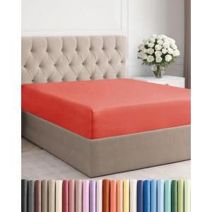 imageCal King Fitted Bed Sheet  Bottom Single Fitted Sheet Only  UltraSoft Hotel Luxury Bedding w 816 Inch Deep Pockets  Breathable Cooling amp Wrinkle Free  EasyFit Fade amp Shrink Resistant  Coral