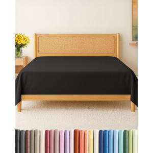 imageFull Size Flat Sheet  Hotel Quality Top Flat Bed Sheet Only  UltraSoft Breathable amp Cooling  Fade amp Wrinkle Free  EasyCare Stain amp Shrink Resistant Bedding  EasyFit amp OekoTex  French Grey08  Black