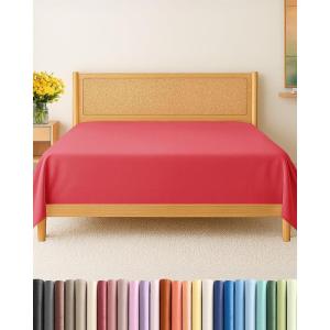 imageFull Size Flat Sheet  Hotel Quality Top Flat Bed Sheet Only  UltraSoft Breathable amp Cooling  Fade amp Wrinkle Free  EasyCare Stain amp Shrink Resistant Bedding  EasyFit amp OekoTex  French Grey27  Red