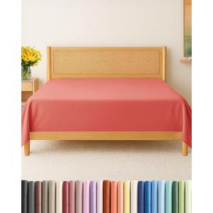 imageFull Size Flat Sheet  Hotel Quality Top Flat Bed Sheet Only  UltraSoft Breathable amp Cooling  Fade amp Wrinkle Free  EasyCare Stain amp Shrink Resistant Bedding  EasyFit amp OekoTex  French Grey28  Coral