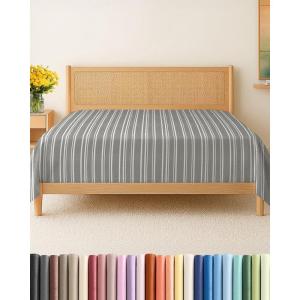 imageFull Size Flat Sheet  Hotel Quality Top Flat Bed Sheet Only  UltraSoft Breathable amp Cooling  Fade amp Wrinkle Free  EasyCare Stain amp Shrink Resistant Bedding  EasyFit amp OekoTex  French Grey41  Grey Stripes 3