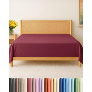 imageFull Size Flat Sheet  Hotel Quality Top Flat Bed Sheet Only  UltraSoft Breathable amp Cooling  Fade amp Wrinkle Free  EasyCare Stain amp Shrink Resistant Bedding  EasyFit amp OekoTex  French Grey25  Burgundy
