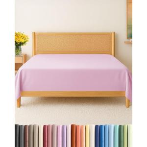 imageFull Size Flat Sheet  Hotel Quality Top Flat Bed Sheet Only  UltraSoft Breathable amp Cooling  Fade amp Wrinkle Free  EasyCare Stain amp Shrink Resistant Bedding  EasyFit amp OekoTex  French Grey32  Light Pink