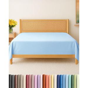 imageFull Size Flat Sheet  Hotel Quality Top Flat Bed Sheet Only  UltraSoft Breathable amp Cooling  Fade amp Wrinkle Free  EasyCare Stain amp Shrink Resistant Bedding  EasyFit amp OekoTex  French Grey21  Baby Blue