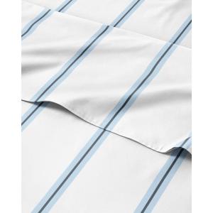 imageGrey Geometric Bed Sheets  1 Flat amp 1 Fitted Sheet amp 2 Pillowcases w Deep Pockets  Wrinkle amp Fade Free UltraSoft Breathable and Cooling  Luxury Moroccan Bed Set  Queen Size  Gray Quatrefoil32  Blue Stripe