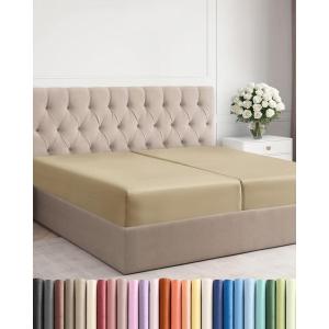 imageSplit King Fitted Bed Sheet  Bottom Single Fitted Sheet Only  Soft Hotel Luxury Bedding w 816 Inch Deep Pockets  Breathable Cooling amp Wrinkle Free  EasyCare Fade and Shrink Resistant  Beige