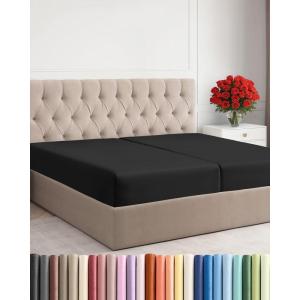 imageSplit King Fitted Bed Sheet  Bottom Single Fitted Sheet Only  Soft Hotel Luxury Bedding w 816 Inch Deep Pockets  Breathable Cooling amp Wrinkle Free  EasyCare Fade and Shrink Resistant  Black