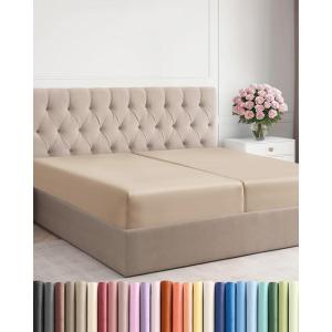 imageSplit King Fitted Bed Sheet  Bottom Single Fitted Sheet Only  Soft Hotel Luxury Bedding w 816 Inch Deep Pockets  Breathable Cooling amp Wrinkle Free  EasyCare Fade and Shrink Resistant  Cream