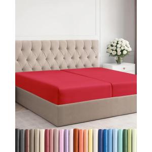 imageSplit King Fitted Bed Sheet  Bottom Single Fitted Sheet Only  UltraSoft Hotel Luxury Bedding w 816 Inch Deep Pockets  Breathable Cooling amp Wrinkle Free  EasyFit Fade amp Shrink Resistant  Red