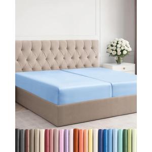 imageSplit King Fitted Bed Sheet  Bottom Single Fitted Sheet Only  UltraSoft Hotel Luxury Bedding w 816 Inch Deep Pockets  Breathable amp Wrinkle Free  EasyCare Fade amp Shrink Resistant  Light Blue