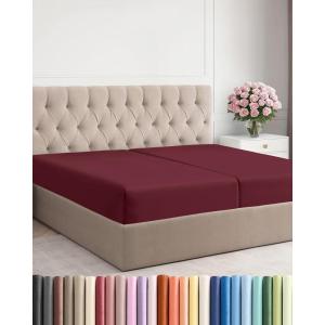 imageSplit King Fitted Bed Sheet  Bottom Single Fitted Sheet Only  UltraSoft Hotel Luxury Bedding w 816 Inch Deep Pockets  Breathable amp Wrinkle Free  EasyCare Fade amp Shrink Resistant  Burgundy