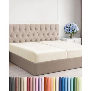 imageSplit King Fitted Bed Sheet  Bottom Single Fitted Sheet Only  UltraSoft Hotel Luxury Bedding w 816 Inch Deep Pockets  Breathable amp Wrinkle Free  EasyCare Fade amp Shrink Resistant  Off White