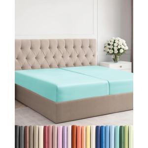 imageSplit King Fitted Bed Sheet  Bottom Single Fitted Sheet Only  UltraSoft Hotel Luxury Bedding w 816 Inch Deep Pockets  Breathable amp Wrinkle Free  EasyCare Fade amp Shrink Resistant  Spa Blue