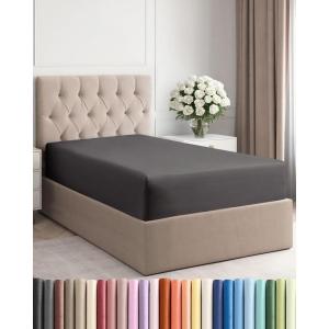 imageTwin XL Fitted Bed Sheet  Bottom Single Fitted Sheet Only  Soft Hotel Luxury Bedding w 816 Inch Deep Pockets  Breathable Cooling amp Wrinkle Free  EasyCare Fade and Shrink Resistant  Charcoal