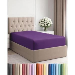 imageTwin XL Fitted Bed Sheet  Bottom Single Fitted Sheet Only  UltraSoft Hotel Luxury Bedding w 816 Inch Deep Pockets  Breathable Cooling amp Wrinkle Free  EasyFit Fade amp Shrink Resistant  Purple