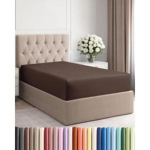 imageTwin XL Fitted Bed Sheet  Bottom Single Fitted Sheet Only  UltraSoft Hotel Luxury Bedding w 816 Inch Deep Pockets  Breathable Cooling amp Wrinkle Free  EasyFit Fade amp Shrink Resistant  Brown