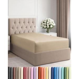 imageTwin XL Fitted Bed Sheet  Bottom Single Fitted Sheet Only  UltraSoft Hotel Luxury Bedding w 816 Inch Deep Pockets  Breathable Cooling amp Wrinkle Free  EasyFit Fade amp Shrink Resistant  Beige