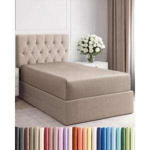 imageTwin XL Fitted Bed Sheet  Bottom Single Fitted Sheet Only  UltraSoft Hotel Luxury Bedding w 816 Inch Deep Pockets  Breathable amp Wrinkle Free  EasyCare Fade amp Shrink Resistant  Heathered Tan