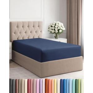 imageTwin XL Fitted Bed Sheet  Bottom Single Fitted Sheet Only  UltraSoft Hotel Luxury Bedding w 816 Inch Deep Pockets  Breathable amp Wrinkle Free  EasyCare Fade and Shrink Resistant  Navy Blue