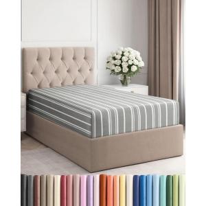 imageTwin XL Fitted Bed Sheet  Bottom Single Fitted Sheet Only  UltraSoft Hotel Luxury Bedding w 816 Inch Deep Pockets  Breathable amp Wrinkle Free  EasyCare Fade amp Shrink Resistant  Grey Stripes 3