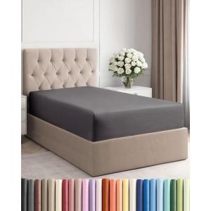imageTwin XL Fitted Bed Sheet  Bottom Single Fitted Sheet Only  UltraSoft Hotel Luxury Bedding w 816 Inch Deep Pockets  Breathable amp Wrinkle Free  EasyCare Fade and Shrink Resistant  Dark Grey