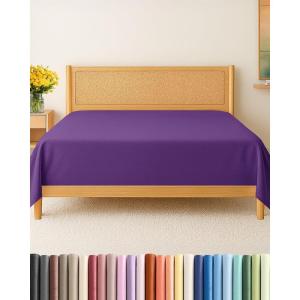 imageTwin XL Size Flat Sheet  Hotel Quality Top Flat Bed Sheet Only  UltraSoft Breathable amp Cooling  Fade amp Wrinkle Free  EasyCare Stain amp Shrink Resistant Bedding  EasyFit and OekoTex  Cream36  Purple