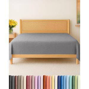 imageTwin XL Size Flat Sheet  Hotel Quality Top Flat Bed Sheet Only  UltraSoft Breathable amp Cooling  Fade amp Wrinkle Free  EasyCare Stain amp Shrink Resistant Bedding  EasyFit and OekoTex  Cream40  Heathered Grey