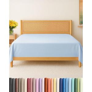 imageTwin XL Size Flat Sheet  Hotel Quality Top Flat Bed Sheet Only  UltraSoft Breathable amp Cooling  Fade amp Wrinkle Free  EasyCare Stain amp Shrink Resistant Bedding  EasyFit and OekoTex  Cream24  Sky Blue