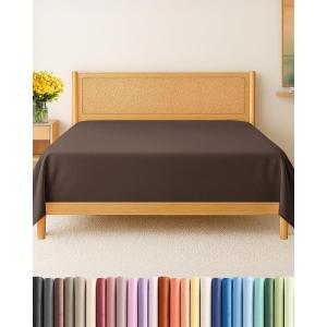 imageTwin XL Size Flat Sheet  Hotel Quality Top Flat Bed Sheet Only  UltraSoft Breathable amp Cooling  Fade amp Wrinkle Free  EasyCare Stain amp Shrink Resistant Bedding  EasyFit and OekoTex  Cream09  Brown