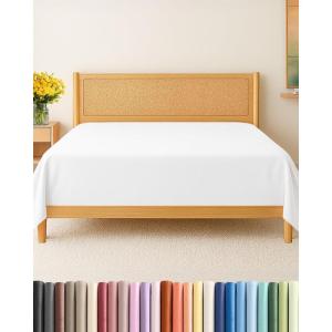 imageTwin XL Size Flat Sheet  Hotel Quality Top Flat Bed Sheet Only  UltraSoft Breathable amp Cooling  Fade amp Wrinkle Free  EasyCare Stain amp Shrink Resistant Bedding  EasyFit and OekoTex  Cream01  White