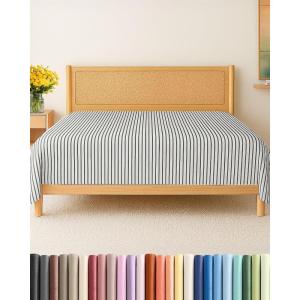 imageTwin XL Size Flat Sheet  Hotel Quality Top Flat Bed Sheet Only  UltraSoft Breathable amp Cooling  Fade amp Wrinkle Free  EasyCare Stain amp Shrink Resistant Bedding  EasyFit and OekoTex  Cream45  Grey Stripes 2