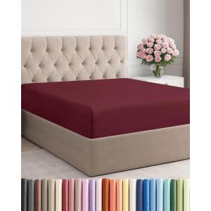 imageCal King Fitted Bed Sheet  Bottom Single Fitted Sheet Only  UltraSoft Hotel Luxury Bedding w 816 Inch Deep Pockets  Breathable amp Wrinkle Free  EasyCare Fade and Shrink Resistant  Burgundy